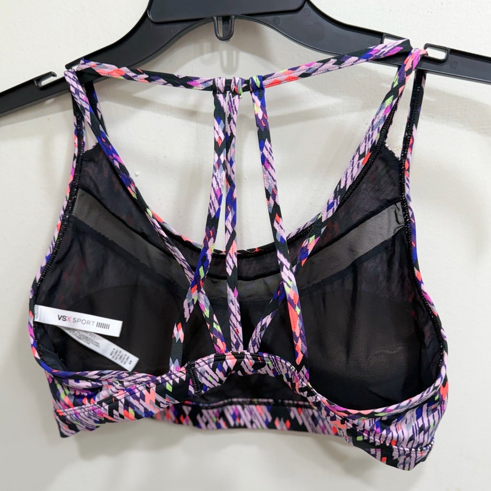 🧡 5 for $20! VSX Multicolor Patterned Strappy Sports Bra mesh trim - Picture 3 of 5